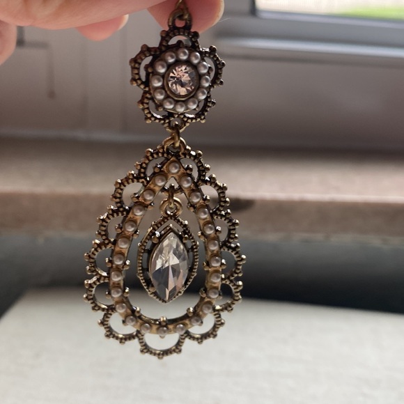 NEW Cloe + Isabel pearl + crystal floral filigree earrings - Picture 4 of 4